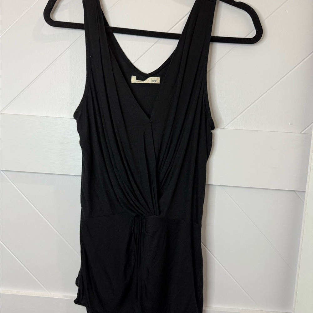 Free People Black Draped Sleeveless Blouse